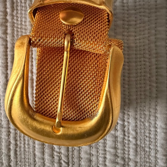 Vintage Women\'s Gold Tone Metal Mesh Belt Bold Statement Buckle Retro Glamour  M main image 8